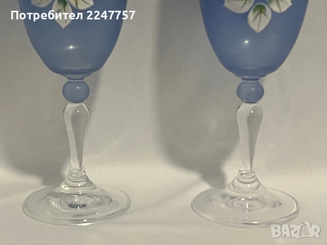 Бохемски чаши за вино, снимка 5 - Антикварни и старинни предмети - 52100739