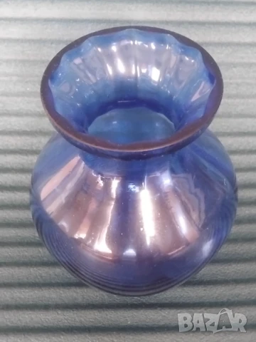 Ваза синьо масивно стъкло, снимка 3 - Вази - 51250813