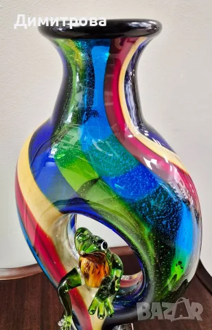 Голяма масивна ваза Murano style glass , снимка 5 - Вази - 56327446