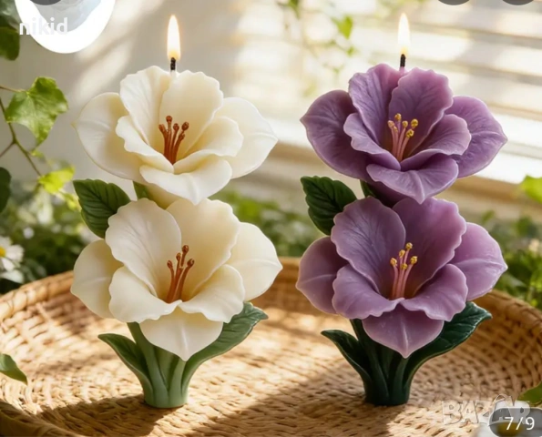 2 цвята цветя цветчета изправени силиконов молд форма фондан шоколад смола гипс свещ декор, снимка 5 - Форми - 53729263