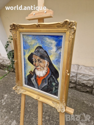 Прекрасна антикварна майсторска авторска картина масло върху платно , снимка 5 - Антикварни и старинни предмети - 52265940