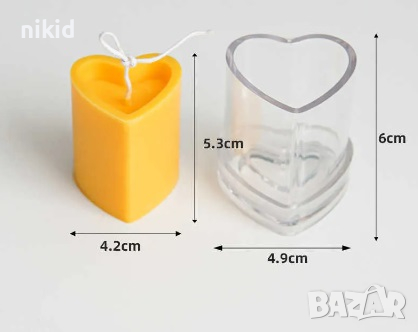 3D сърце цилиндър пластмасова прозрачна форма молд за направа на свещ шоколад сапун декор, снимка 4 - Форми - 44784564