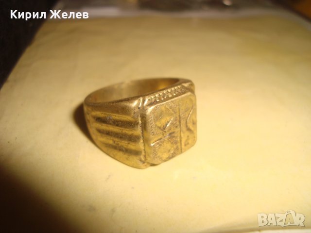 СТАР ПОЗЛАТЕН БРОНЗОВ ПРЪСТЕН ОРНАМЕНТИРАН РЪЧНО МАЙСТОРСКА АРТ ДЕКО СТИЛ ИЗРАБОТКА МАСИВЕН 90159, снимка 5 - Антикварни и старинни предмети - 33846825