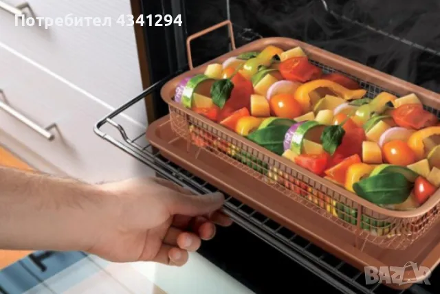 Комплект правоъгълна мрежеста кошница + тава от въглеродна стомана, снимка 8 - Съдове за готвене - 48487575