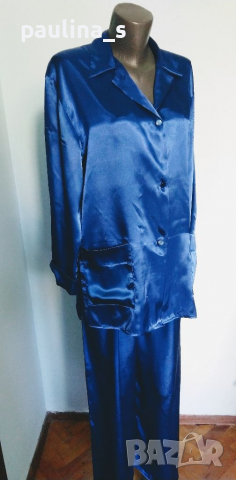 Пижама от копринен сатен / турско синьо / кобалтово синьо, снимка 1 - Пижами - 36362241