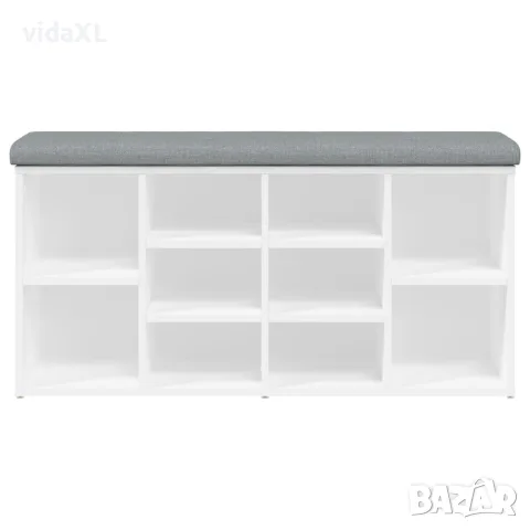 vidaXL Пейка за обувки, бяла, 102x32x50 см, инженерно дърво, снимка 4 - Маси - 56148081