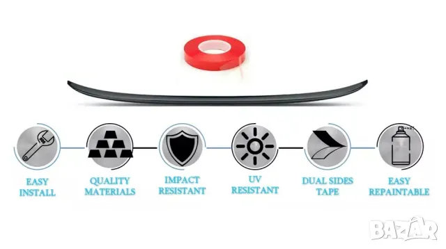 Лип спойлер заден черен пиано лак подходящ за Volkswagen Passat B7 sedan (2010-2014), снимка 3 - Аксесоари и консумативи - 47404572