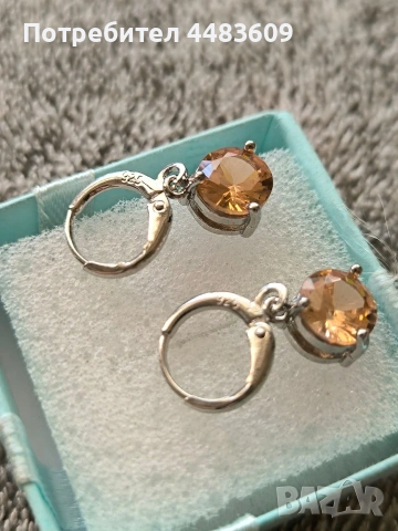 Сребърни обеци с жълт цирконии 