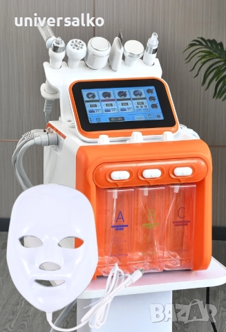 Козметичен уред за водно дермабразио 7 в 1 кислороден спрей, BIO RF, студен чук, ултразвук и шпатула