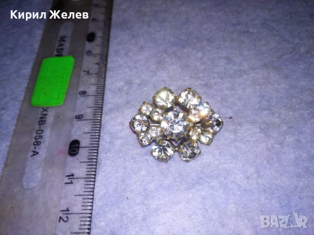 СТАРА БЕЛ ЕПОК СТИЛ ПОСРЕБРЕНА БРОНЗОВА РЕТРО БРОШКА с ИСКРЯЩИ БОХЕМСКИ КРИСТАЛИ 31849, снимка 3 - Антикварни и старинни предмети - 41395774
