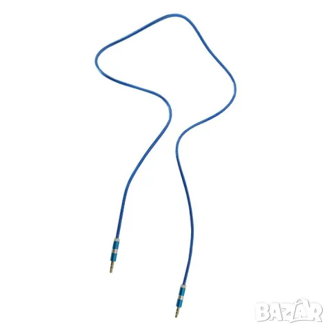 Син AUX кабел 1 m с 3.5 mm жакове и позлатени накрайници, снимка 2 - Аксесоари и консумативи - 55865675