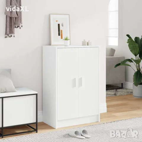 vidaXL Шкаф за обувки, бял, 60x35x92 см, инженерно дърво, снимка 2 - Шкафове - 56147873