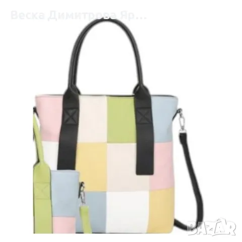 Шарена дамска чанта с разноцветна дръжка, снимка 4 - Чанти - 49535506