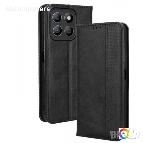 Honor X8c Retro Texture Wallet Калъф и Протектор