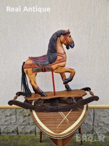 Уникална огромна антикварна дървена фигура играчка люлка , снимка 6 - Антикварни и старинни предмети - 53482640