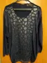 3-4xl ЕФЕКТНА ТЪМНОСИНЯ БЛУЗА ОТ ТРИКО С КОЖЕНА АПЛИКАЦИЯ, снимка 4