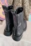 Стилни Ежедневни Черни Боти Естествена Кожа ZARA Chunky Chelsea Колекция, снимка 10