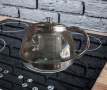 Стъклена кана за чай от неръждаема стомана с цедка за листа, снимка 3