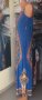 УНИКАЛНО КРАСИВА дълга рокля в кралскосин цвят с етномотивии, снимка 4