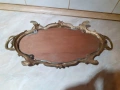 Стар голям масивен бароков поднос - бронз, огледало, снимка 4