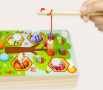 дървена игра за сръчност - кошер с пчелички + магнитни червейчета