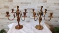 Комплект стари френски бронзнови свещници - Антика , снимка 1 - Антикварни и старинни предмети - 40920495