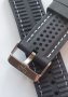 Черна силиконова каишка с бял конец 24мм., снимка 1 - Каишки за часовници - 41689579