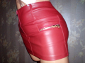Нова ултра къса НОВА кожена пола в бордо с вградени боксерки S, снимка 8