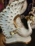 Capodimonte Italy Circa 1980 Porcelain Peacock Figurine W/ Colorful Crystal Accents Паунът Код P1848, снимка 4