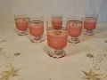 ретро стъклени чаши за ракия със златен кант и цветно стъкло   26/1, снимка 1