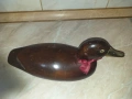Страхотна стара дървена патица патка с бронзова човка, снимка 3
