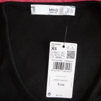 Mango нова черна рипсена блуза с къси набрани ръкави, снимка 9 - Тениски - 41518935