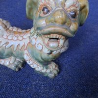 Vintage Large Ceramic Foo Dog Statue      Китаиски порцелан , китайско кучие, снимка 2 - Антикварни и старинни предмети - 41681370