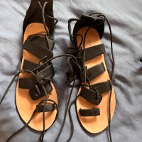 Гладиаторски черни сандали с връзки, снимка 4 - Сандали - 40955362