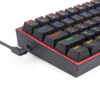Клавиатура Геймърска USB Redragon Fizz K617-R Механична RGB подсветка с 13 светлинни режима, снимка 2 - Клавиатури и мишки - 39202853