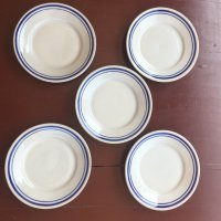 5 бр. бели порцеланови чинии със син кант, снимка 2 - Чинии - 41632233