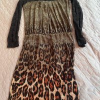 Тигрова дантелена рокля, М/L размер, снимка 6 - Рокли - 35985398