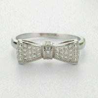 Дамски пръстен с бели циркони - панделка, снимка 3 - Пръстени - 41874639
