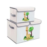 Комплект 2 броя сгъваеми кутии за съхранение с капак и удобни дръжки - GIRAFFE,  за детски дрехи, иг, снимка 1 - Мебели за детската стая - 41456528