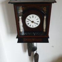 Стенен часовник Бидермайер Шварцвалд - дърво, порцелан, снимка 3 - Антикварни и старинни предмети - 44497307