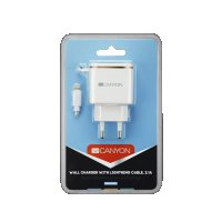 Зарядно Canyon с вграден кабел за Iphone и USB порт CNE-CHA043WS, снимка 7 - Оригинални зарядни - 41292002