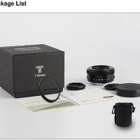 Нов Обектив с голяма бленда за фотоапарати Sony TTArtisan AF 27mm F2.8, снимка 6 - Чанти, стативи, аксесоари - 44158107