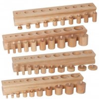 Дървени цилиндри теглилки с дръжки професионални Монтесори материали, снимка 3 - Образователни игри - 38857558