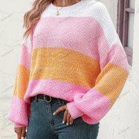 Дамски моден пуловер с цветни блокове, 3цвята - 023, снимка 9 - Блузи с дълъг ръкав и пуловери - 42305738