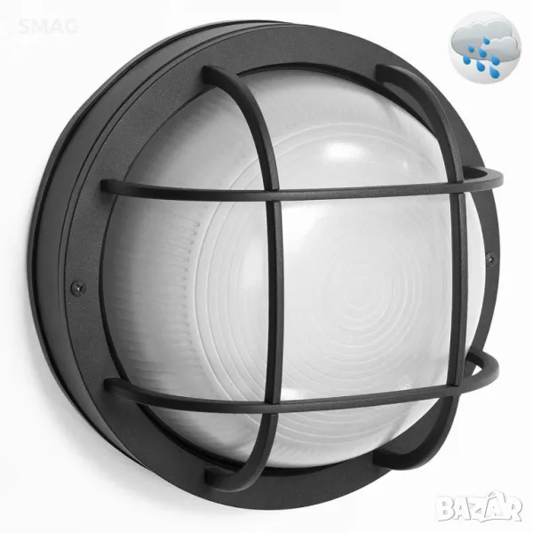 Външна стенна лампа кръгла черна Ø17x8см S_1240113, снимка 1