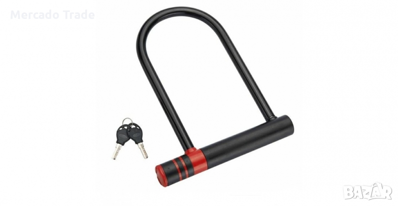 Катинар за велосипед, Заключващо устройство сключ, U образно, Черен, снимка 1
