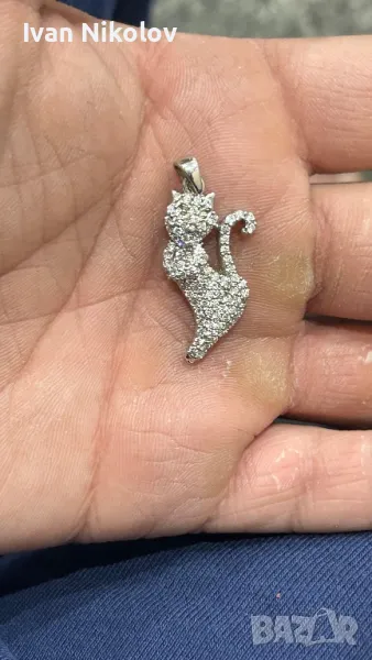 Сребърна висулка котка, снимка 1