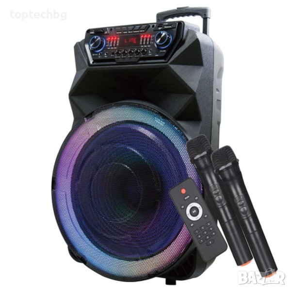 Караоке тонколона 18 инча ЕК 1935 800W с 2 безжични микрофона, снимка 1