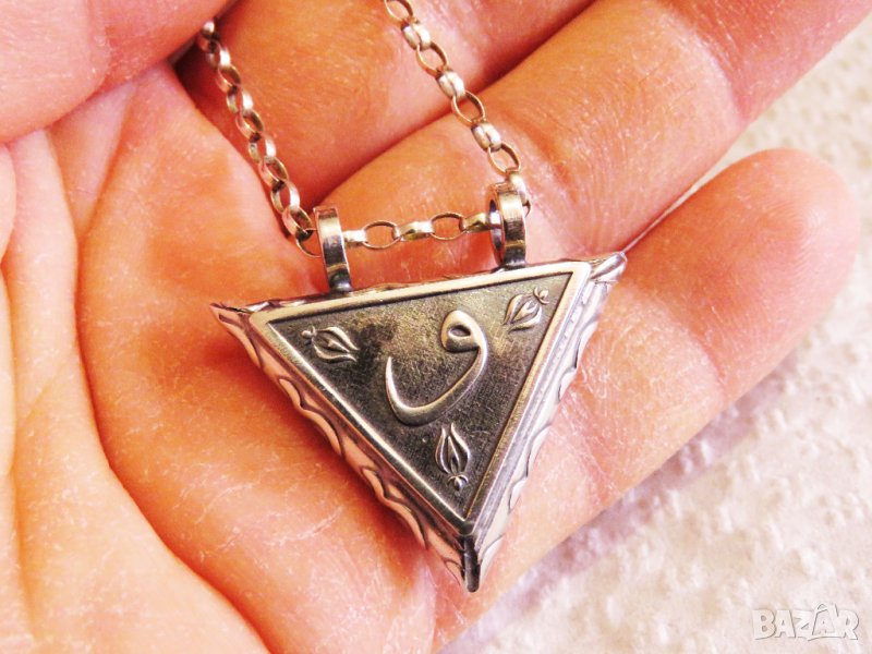 сребърен синджир със старинна сребърна отваряща се османска,турска, муска, накит, амулет сребро, снимка 1