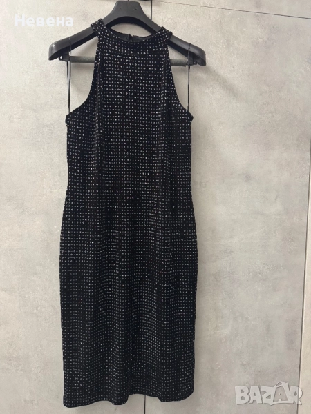 Официална черна блестяща рокля, кадифе, размер L-XL, снимка 1